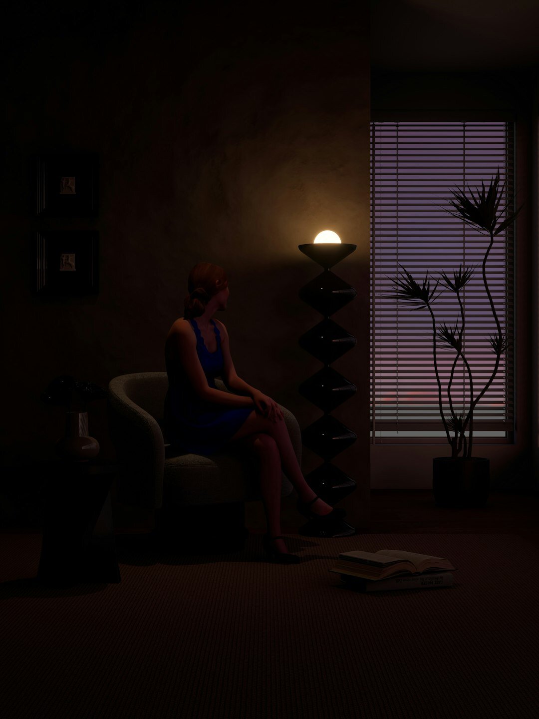 person meditating in quiet room